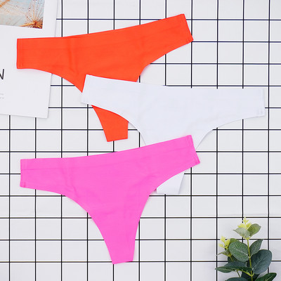 Chiloți sexy tanga Femei Lenjerie de corp fără cusături Sport T-back din mătase moale de gheață Set chiloți pentru fete cu talie joasă 3 buc/lot Mărime S-XL