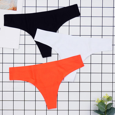 Chiloți sexy tanga Femei Lenjerie de corp fără cusături Sport T-back din mătase moale de gheață Set chiloți pentru fete cu talie joasă 3 buc/lot Mărime S-XL