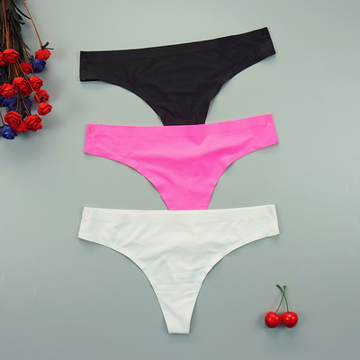 Chiloți sexy tanga Femei Lenjerie de corp fără cusături Sport T-back din mătase moale de gheață Set chiloți pentru fete cu talie joasă 3 buc/lot Mărime S-XL