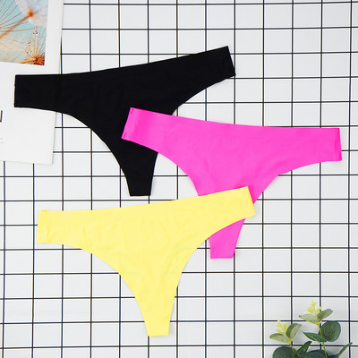 Chiloți sexy tanga Femei Lenjerie de corp fără cusături Sport T-back din mătase moale de gheață Set chiloți pentru fete cu talie joasă 3 buc/lot Mărime S-XL