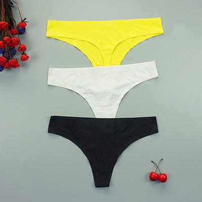 Chiloți sexy tanga Femei Lenjerie de corp fără cusături Sport T-back din mătase moale de gheață Set chiloți pentru fete cu talie joasă 3 buc/lot Mărime S-XL