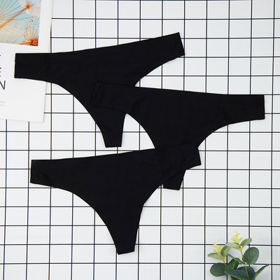 Chiloți sexy tanga Femei Lenjerie de corp fără cusături Sport T-back din mătase moale de gheață Set chiloți pentru fete cu talie joasă 3 buc/lot Mărime S-XL