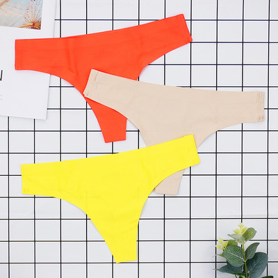 Chiloți sexy tanga Femei Lenjerie de corp fără cusături Sport T-back din mătase moale de gheață Set chiloți pentru fete cu talie joasă 3 buc/lot Mărime S-XL