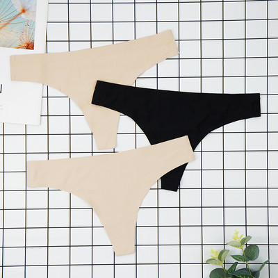 Chiloți sexy tanga Femei Lenjerie de corp fără cusături Sport T-back din mătase moale de gheață Set chiloți pentru fete cu talie joasă 3 buc/lot Mărime S-XL