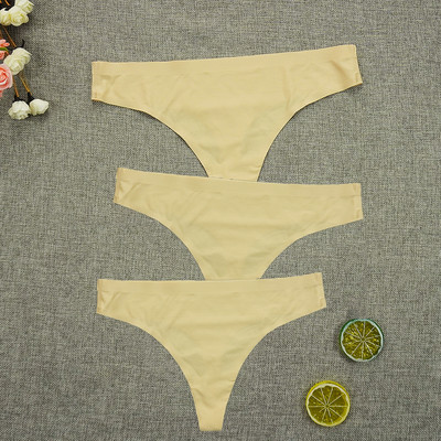 Chiloți sexy tanga Femei Lenjerie de corp fără cusături Sport T-back din mătase moale de gheață Set chiloți pentru fete cu talie joasă 3 buc/lot Mărime S-XL