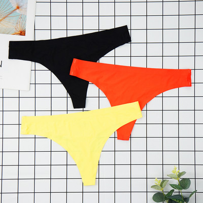 Chiloți sexy tanga Femei Lenjerie de corp fără cusături Sport T-back din mătase moale de gheață Set chiloți pentru fete cu talie joasă 3 buc/lot Mărime S-XL