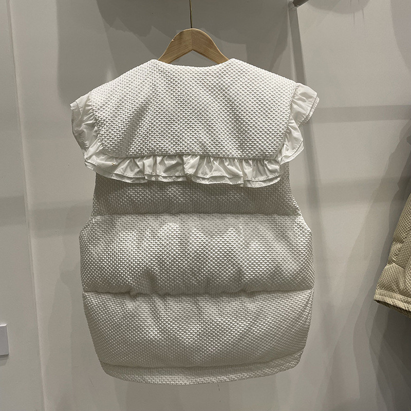 Rudens un ziemas brīva kokvilnas veste sieviešu lotosa lapu lelles apkakle Studentu jauka veste