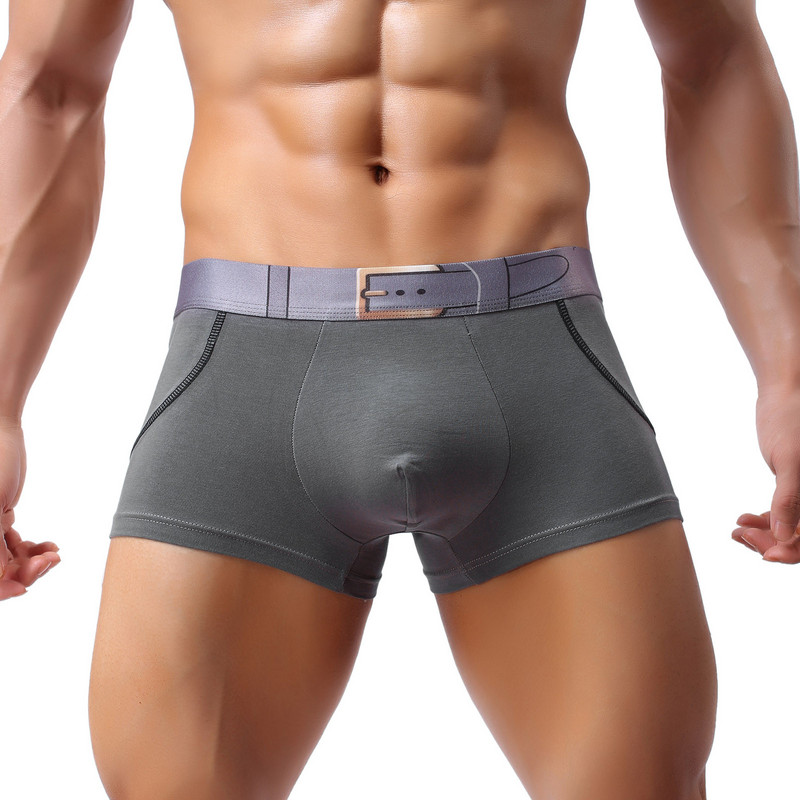 Vyriški apatiniai Laisvalaikio kvėpuojantys apatiniai kelnaitės medvilniniai diržo raštai Knickers Boxer Seksualūs apatiniai vyrams трусы мужские