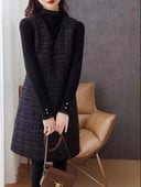 Toamna 2022, rochii cu decolteu în V, cu lungime mijlocie, fără mâneci, cu decolteu în V, rochii coreeane șic elegante, rochie de înaltă calitate