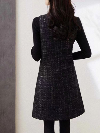 Φθινόπωρο 2022 Νέο μεσαίου μήκους A-Line Αμάνικο V-Neck Vestidos Mujer Κορεατικό κομψό γιλέκο Γυναικείο φόρεμα υψηλής ποιότητας
