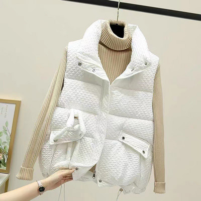 Vestă agățată de iepuraș de toamnă iarnă 2022 pentru femei, cu guler scurt, vestă caldă pentru student