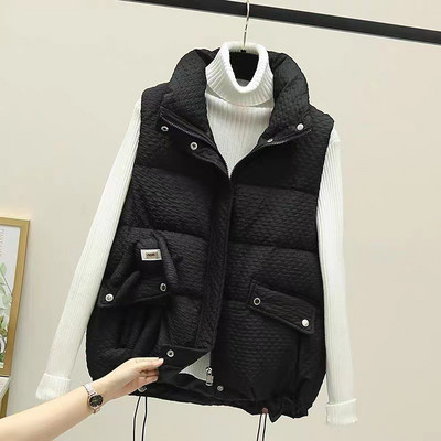 Vestă agățată de iepuraș de toamnă iarnă 2022 pentru femei, cu guler scurt, vestă caldă pentru student