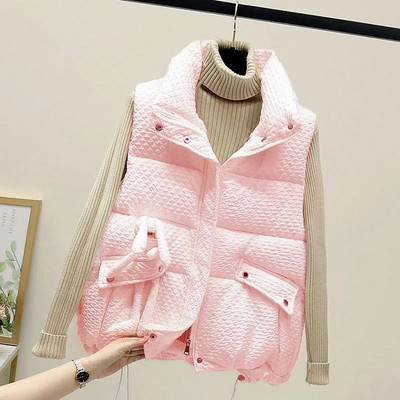 Vestă agățată de iepuraș de toamnă iarnă 2022 pentru femei, cu guler scurt, vestă caldă pentru student