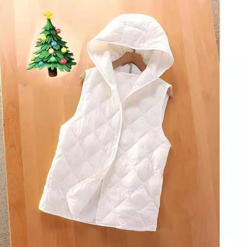 Jesen 2023. Novi ultra lagani pamučni prsluk Ženska jakna bez rukava s kapuljačom Ženska gornja odjeća Pamučno podstavljeni prsluk M-5XL