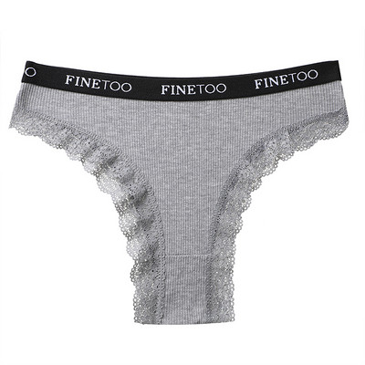 FINETOO Chiloți din bumbac pentru femei, M-2XL, sexy, slipi din dantelă, curea pentru femeie, cu litere, Brazilia, lenjerie de corp pentru fete, chiloți mari, lenjerie