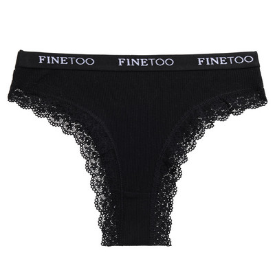 FINETOO Chiloți din bumbac pentru femei, M-2XL, sexy, slipi din dantelă, curea pentru femeie, cu litere, Brazilia, lenjerie de corp pentru fete, chiloți mari, lenjerie