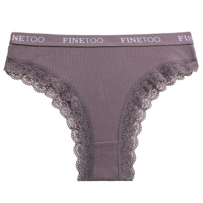 FINETOO Chiloți din bumbac pentru femei, M-2XL, sexy, slipi din dantelă, curea pentru femeie, cu litere, Brazilia, lenjerie de corp pentru fete, chiloți mari, lenjerie