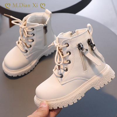2022 New Girls Boots Childrens Rubber Boots Boys` Motion Boots Autumn Leather Ankle Boots Girls` Rubber Boots Double Zipper