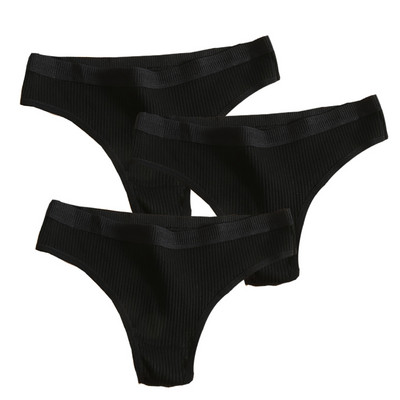 Bešavne ženske rebraste pamučne tange od 3 komada, jednostavne ženske bikini gaćice s niskim strukom, donje rublje za sportske djevojke, veličina M-XXL