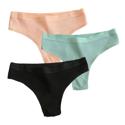 Bešavne ženske rebraste pamučne tange od 3 komada, jednostavne ženske bikini gaćice s niskim strukom, donje rublje za sportske djevojke, veličina M-XXL