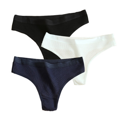 Bešavne ženske rebraste pamučne tange od 3 komada, jednostavne ženske bikini gaćice s niskim strukom, donje rublje za sportske djevojke, veličina M-XXL