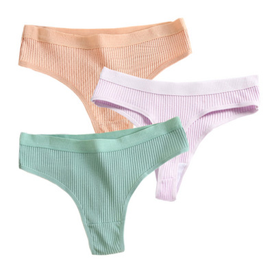 Bešavne ženske rebraste pamučne tange od 3 komada, jednostavne ženske bikini gaćice s niskim strukom, donje rublje za sportske djevojke, veličina M-XXL