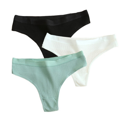 Bešavne ženske rebraste pamučne tange od 3 komada, jednostavne ženske bikini gaćice s niskim strukom, donje rublje za sportske djevojke, veličina M-XXL