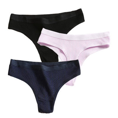 Bešavne ženske rebraste pamučne tange od 3 komada, jednostavne ženske bikini gaćice s niskim strukom, donje rublje za sportske djevojke, veličina M-XXL