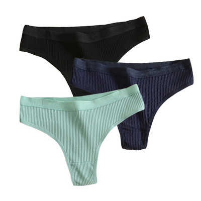 Bešavne ženske rebraste pamučne tange od 3 komada, jednostavne ženske bikini gaćice s niskim strukom, donje rublje za sportske djevojke, veličina M-XXL