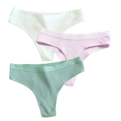 Bešavne ženske rebraste pamučne tange od 3 komada, jednostavne ženske bikini gaćice s niskim strukom, donje rublje za sportske djevojke, veličina M-XXL
