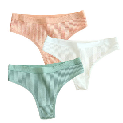 Bešavne ženske rebraste pamučne tange od 3 komada, jednostavne ženske bikini gaćice s niskim strukom, donje rublje za sportske djevojke, veličina M-XXL
