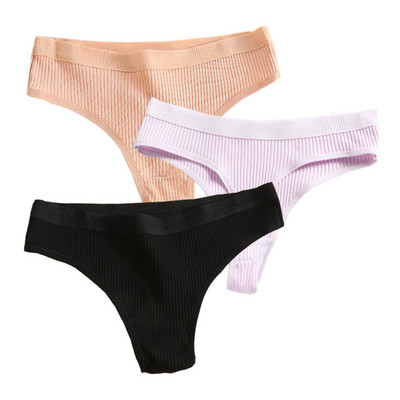 Bešavne ženske rebraste pamučne tange od 3 komada, jednostavne ženske bikini gaćice s niskim strukom, donje rublje za sportske djevojke, veličina M-XXL