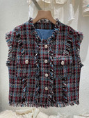 Toamnă Nouă vestă parfumată damă în carouri țesut populară vestă de modă