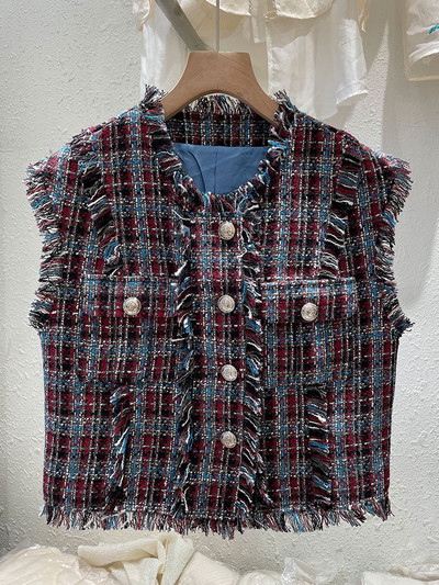 Toamnă Nouă vestă parfumată damă în carouri țesut populară vestă de modă