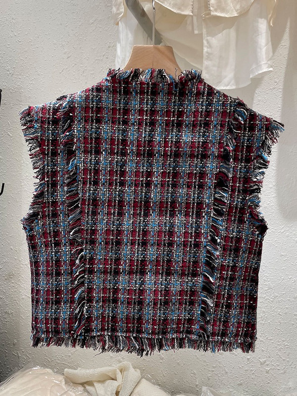 Toamnă Nouă vestă parfumată damă în carouri țesut populară vestă de modă