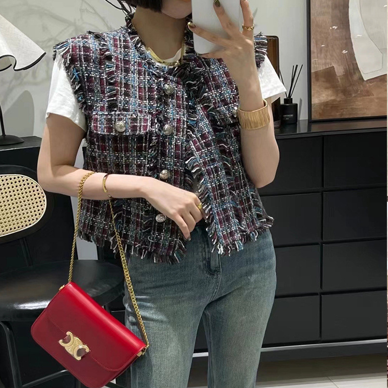 Toamnă Nouă vestă parfumată damă în carouri țesut populară vestă de modă