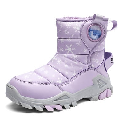 Detské čižmy pre dievčatá a chlapcov, zimné čižmy z PU kože, nepremokavé detské čižmy, módne batoľacie topánky, teplé plyšové snehové čižmy