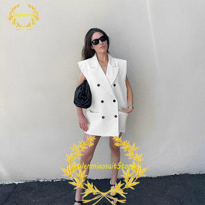 Naiste ülikonnavest, kahe rinnaga revääriga varrukateta jakid, elegantsed vabad ostureisipidu Chalecos