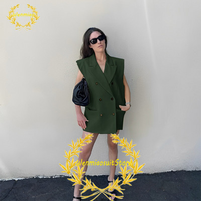 Naiste ülikonnavest, kahe rinnaga revääriga varrukateta jakid, elegantsed vabad ostureisipidu Chalecos