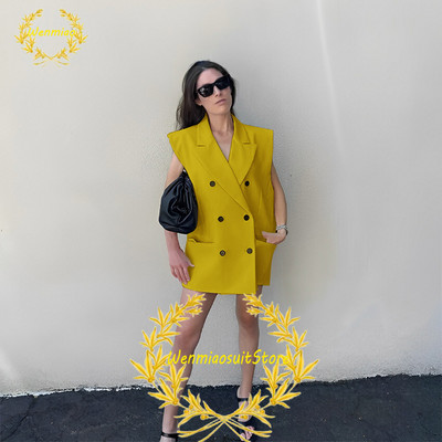 Naiste ülikonnavest, kahe rinnaga revääriga varrukateta jakid, elegantsed vabad ostureisipidu Chalecos