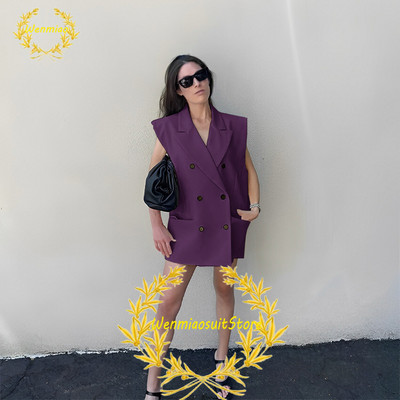 Naiste ülikonnavest, kahe rinnaga revääriga varrukateta jakid, elegantsed vabad ostureisipidu Chalecos