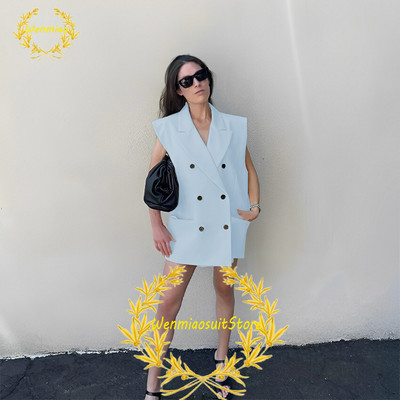 Naiste ülikonnavest, kahe rinnaga revääriga varrukateta jakid, elegantsed vabad ostureisipidu Chalecos