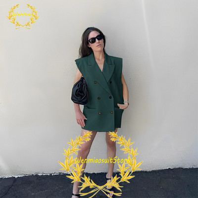 Naiste ülikonnavest, kahe rinnaga revääriga varrukateta jakid, elegantsed vabad ostureisipidu Chalecos