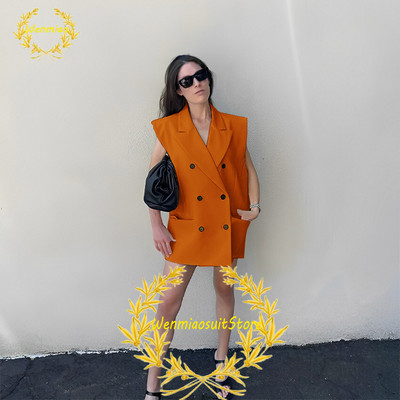 Naiste ülikonnavest, kahe rinnaga revääriga varrukateta jakid, elegantsed vabad ostureisipidu Chalecos