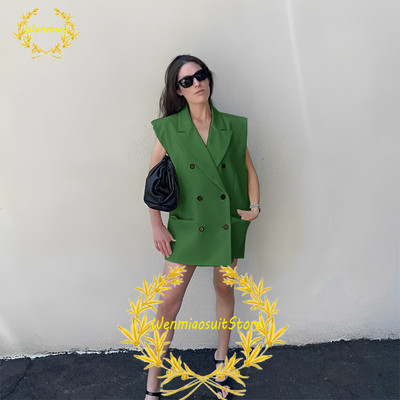 Naiste ülikonnavest, kahe rinnaga revääriga varrukateta jakid, elegantsed vabad ostureisipidu Chalecos