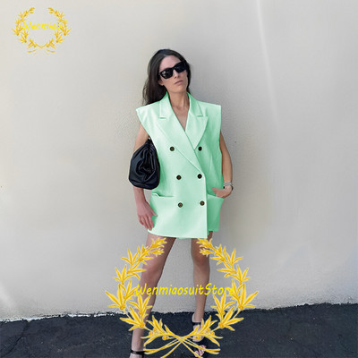 Naiste ülikonnavest, kahe rinnaga revääriga varrukateta jakid, elegantsed vabad ostureisipidu Chalecos