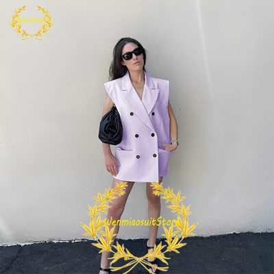 Naiste ülikonnavest, kahe rinnaga revääriga varrukateta jakid, elegantsed vabad ostureisipidu Chalecos