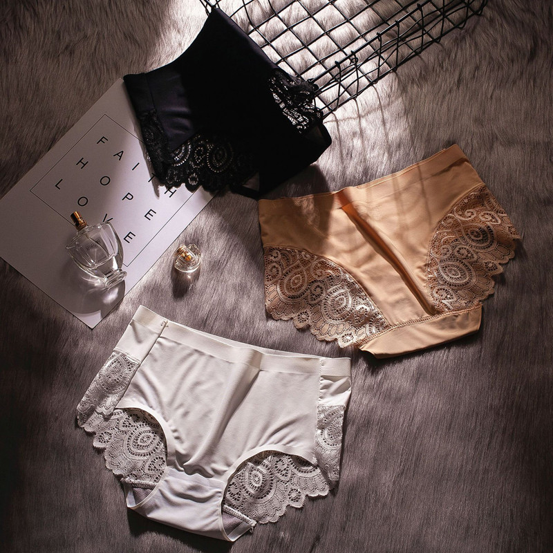 Ženske gaćice od ledene svile Seksi donje rublje Heklane čipkane bešavne gaćice s cvjetnim uzorkom Prozračne ženske pamučne elastične gaćice