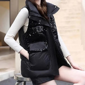 Vestă din bumbac pentru femei, iarnă 2022, noua modă, cu cusături, vestă cu guler vertical