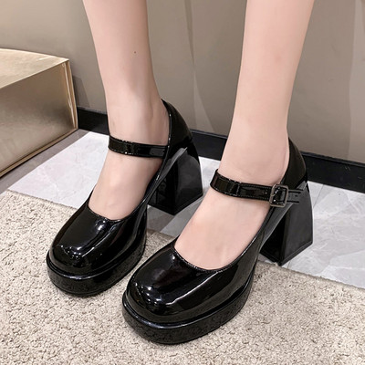 Pompe cu platformă albă pentru femei Tocuri super înalte Curea cu cataramă Pantofi Mary Jane pentru femeie gotici Pantofi de petrecere cu toc gros Tocuri groase